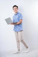 Full length image of young Asian man on white background photo