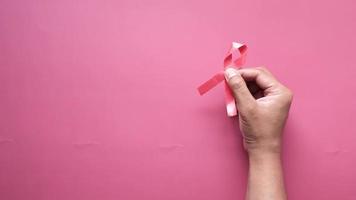 Man Holding Red Hiv Ribbon With Copy Space video