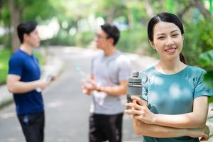 Photo of group Asian people doing exercise