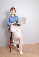 Image of young Asian business woman sitting on chair photo