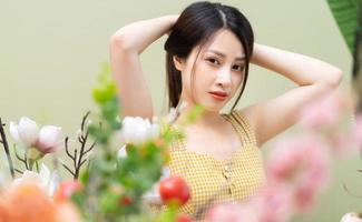 Beauty image of young Asian woman, summer concept photo