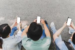 Photo of group Asian student outside