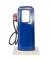 Vintage blue fuel pump on white background photo