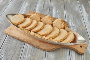 Kosher almond cookies for Passover on wooden background