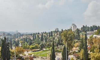 View of the Jerusalem district of Yemin Moshe photo