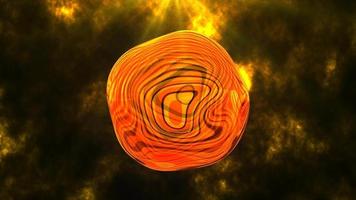 astratto il giro arancia ardente fuso sfera liquido iridescente futuristico vorticoso, astratto sfondo morphing. video 4k, movimento design