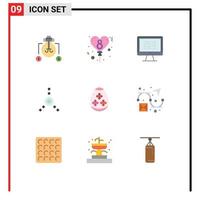 Universal Icon Symbols Group of 9 Modern Flat Colors of holiday easter egg data fire ware problem Editable Vector Design Elements