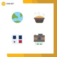 Pictogram Set of 4 Simple Flat Icons of app tin online baking shield Editable Vector Design Elements