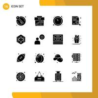 Modern Set of 16 Solid Glyphs and symbols such as autumn search marketing report find Editable Vector Design Elements