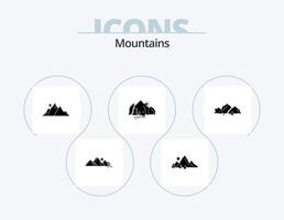 paquete de iconos de glifos de montañas 5 diseño de iconos. Cerro. montaña. montaña. árbol. naturaleza vector