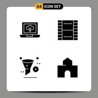 Pack of 4 creative Solid Glyphs of achievements development basic ui remove Editable Vector Design Elements