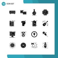 16 User Interface Solid Glyph Pack of modern Signs and Symbols of praying technology banking processor cpu Editable Vector Design Elements