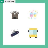 Modern Set of 4 Flat Icons and symbols such as barn knife thanksgiving marriage automobile Editable Vector Design Elements