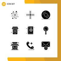 9 Universal Solid Glyphs Set for Web and Mobile Applications diary cover dvd book supermarket Editable Vector Design Elements