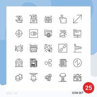 paquete de iconos vectoriales de stock de 25 signos y símbolos de línea para elementos de diseño vectorial editables del kit de gesto polaroid táctil de esquina vector