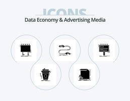 Data Economy And Advertising Media Glyph Icon Pack 5 Icon Design. interaction. buzz. information. board. billboard vector