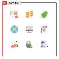 Modern Set of 9 Flat Colors Pictograph of ballot technology breakfast computer jewel Editable Vector Design Elements