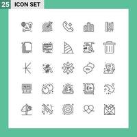 Mobile Interface Line Set of 25 Pictograms of estate architecture vectors building phone Editable Vector Design Elements