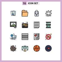 conjunto de 16 iconos modernos de la interfaz de usuario signos de símbolos para el proceso de edición de bolsas de imágenes de noticias elementos de diseño de vectores creativos editables