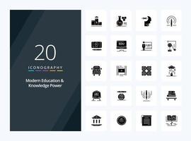 20 Modern Education And Knowledge Power Solid Glyph icon for presentation vector