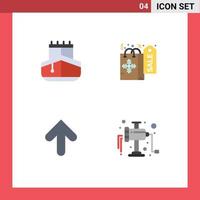 4 paquete de iconos planos de interfaz de usuario de signos y símbolos modernos de vehículos de vela elementos de diseño vectorial editables de amoladora de Navidad vector