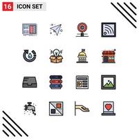 16 Thematic Vector Flat Color Filled Lines and Editable Symbols of drop signal send connection owner Editable Creative Vector Design Elements