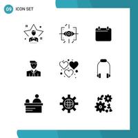 Solid Glyph Pack of 9 Universal Symbols of avatar student gen user year Editable Vector Design Elements