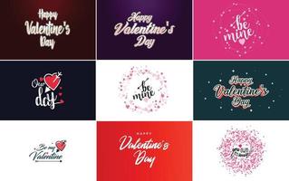 Happy Valentine's Day greeting card template with a romantic theme and a red color scheme vector