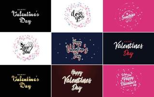 plantilla de tarjeta de felicitación de feliz día de san valentín con un tema romántico y un esquema de color rojo y rosa vector