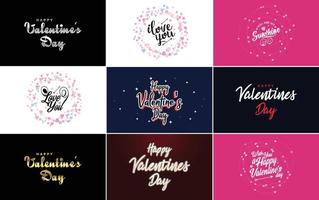 Happy Valentine's Day greeting card template with a romantic theme and a red and pink color scheme vector