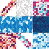 Abstract colorful square background pack of 9 available vector