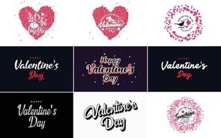 Happy Valentine's Day greeting card template with a romantic theme and a red and pink color scheme vector