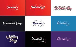 Happy Women's Day design with a realistic illustration of a bouquet of flowers and a banner reading March 8. featuring a gradient color scheme vector