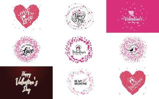 diseño de arte de palabras de amor con un fondo degradado en forma de corazón vector