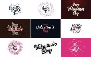 plantilla de banner de feliz día de san valentín con un tema romántico y un esquema de color rojo vector