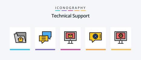 Technical Support Line Filled 5 Icon Pack Including chat. phone. support. communication. technical. Creative Icons Design vector