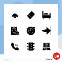 Mobile Interface Solid Glyph Set of 9 Pictograms of finish arrow devices satellite moon Editable Vector Design Elements