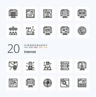 20 Internet Line icon Pack like lock storage bandit multimedia database vector