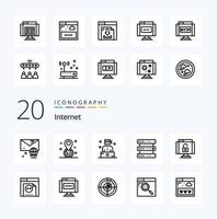 20 Internet Line icon Pack like lock storage bandit multimedia database vector