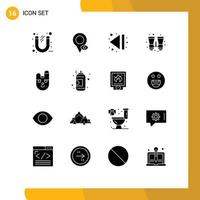 Pack of 16 creative Solid Glyphs of bunny travel pointer search binocular Editable Vector Design Elements