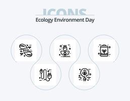 paquete de iconos de línea ecológica 5 diseño de iconos. verde. ecología. Encendiendo. biografía poder vector