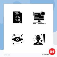 Solid Glyph Pack of 4 Universal Symbols of hr allergy internet site mask Editable Vector Design Elements