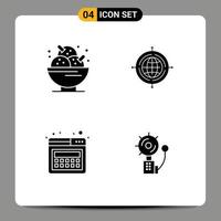 4 Creative Icons Modern Signs and Symbols of birthday landing party focus web Editable Vector Design Elements