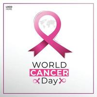 World cancer day with gradient awareness ribbon vector