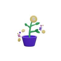 grow coin business. 3d rendering photo