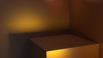 blank stand interior design, empty room for show case background, 3D rendering gold anodized color blank stand interior design photo
