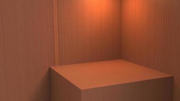 blank stand interior design, empty room for show case background, 3D rendering mahogany wood blank stand interior design photo