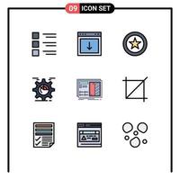 Modern Set of 9 Filledline Flat Colors and symbols such as cog seo element gear business Editable Vector Design Elements