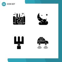 Pictogram Set of 4 Simple Solid Glyphs of apartment rake scheme ramadan car Editable Vector Design Elements