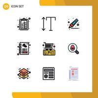 Set of 9 Modern UI Icons Symbols Signs for search commerce marker buy shop Editable Vector Design Elements